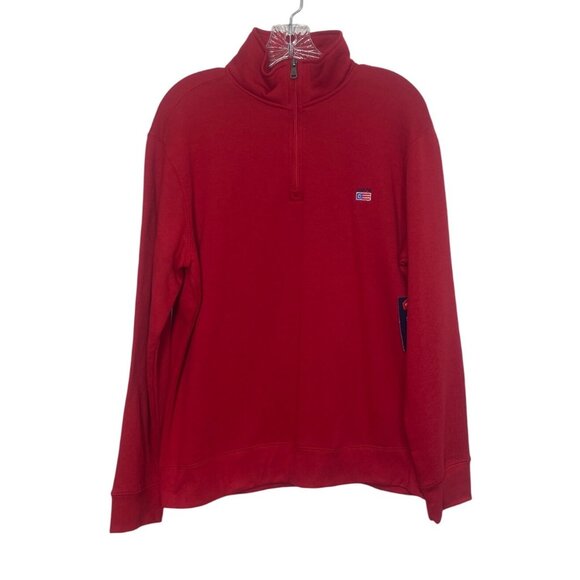 Chaps Everyday Fleece Pullover Mens Medium Red New 1/4 Zip - Picture 2 of 11